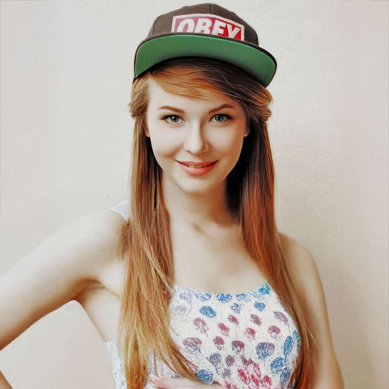 Фирменная кепка бейсболка OBEY Brown logo Red