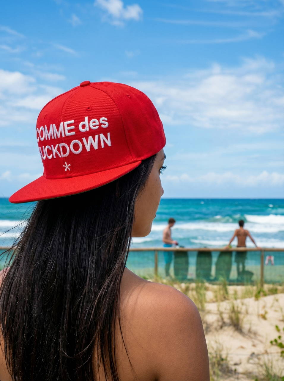 Кепка бейсболка Comme des Fuckdown Red white logo