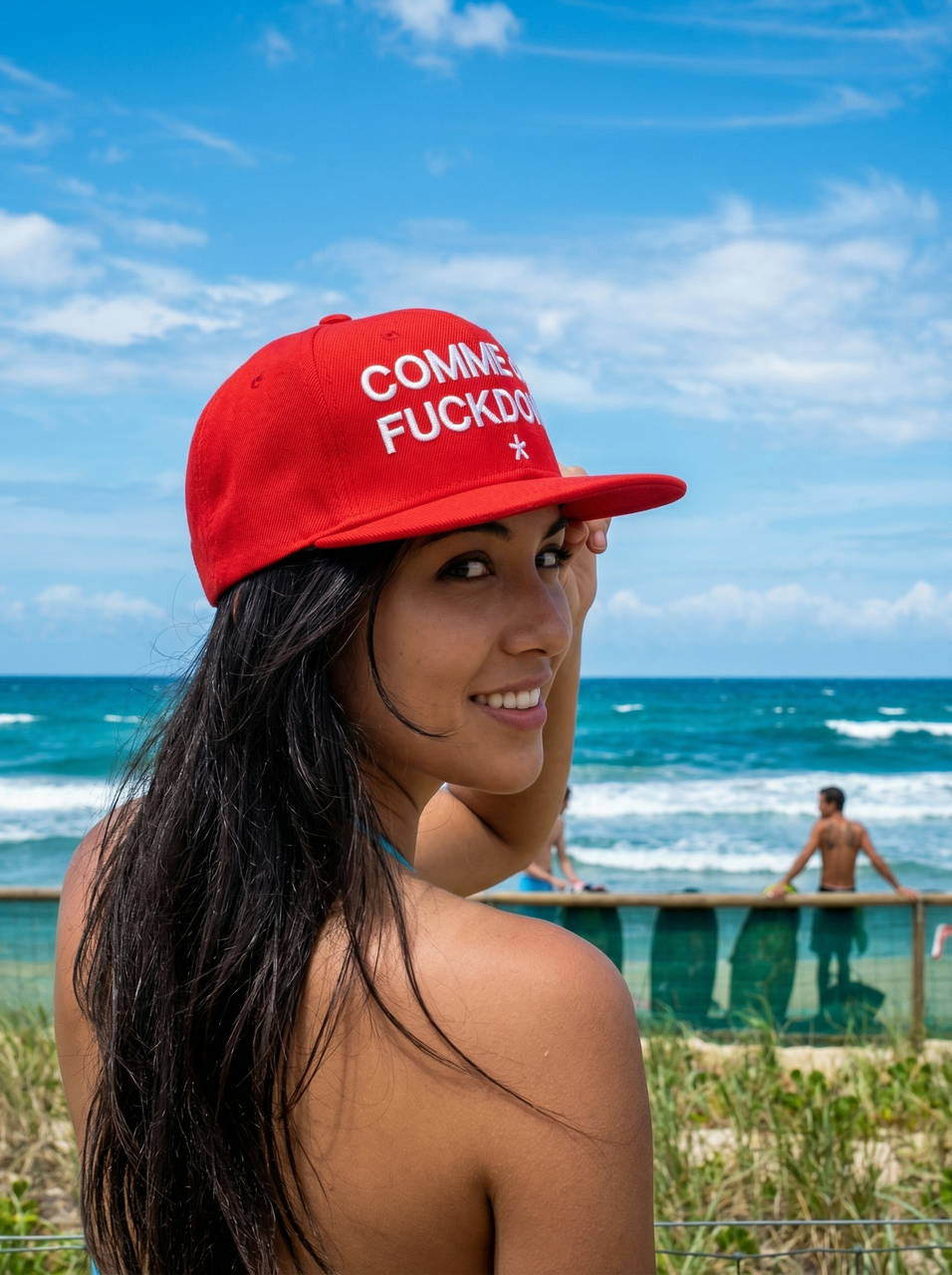 Кепка бейсболка Comme des Fuckdown Red white logo