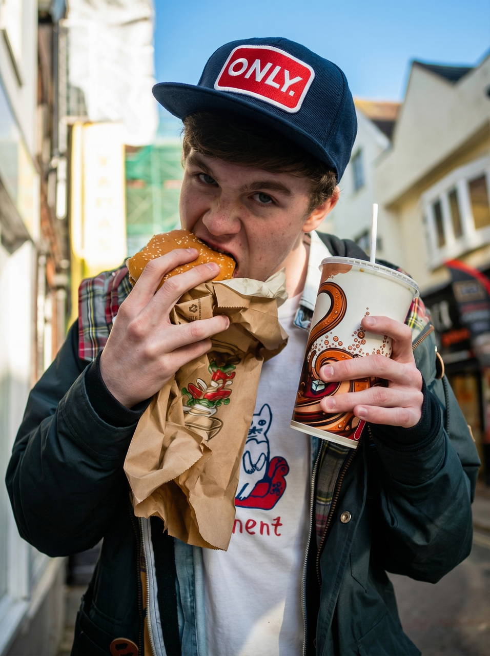 Винтажная фирменная кепка бейсболка ONLY Dark Blue logo Red USA