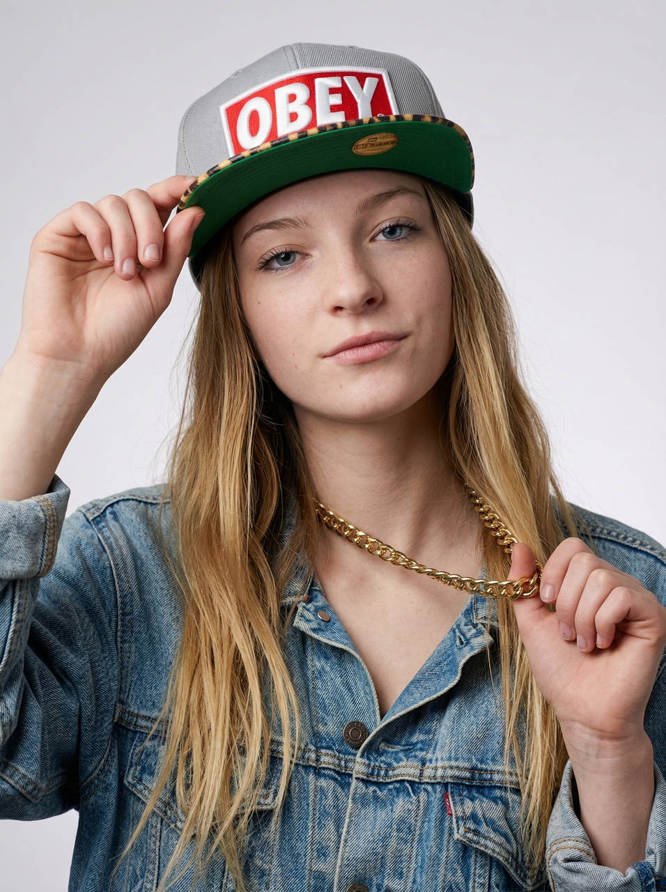 Кепка бейсболка OBEY Gray Leopard bossy logo