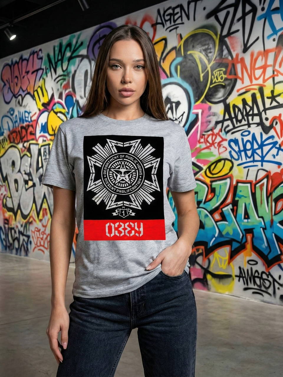 Винтажная фирменная футболка OBEY Shepard Fairey Public Works Medal 2004