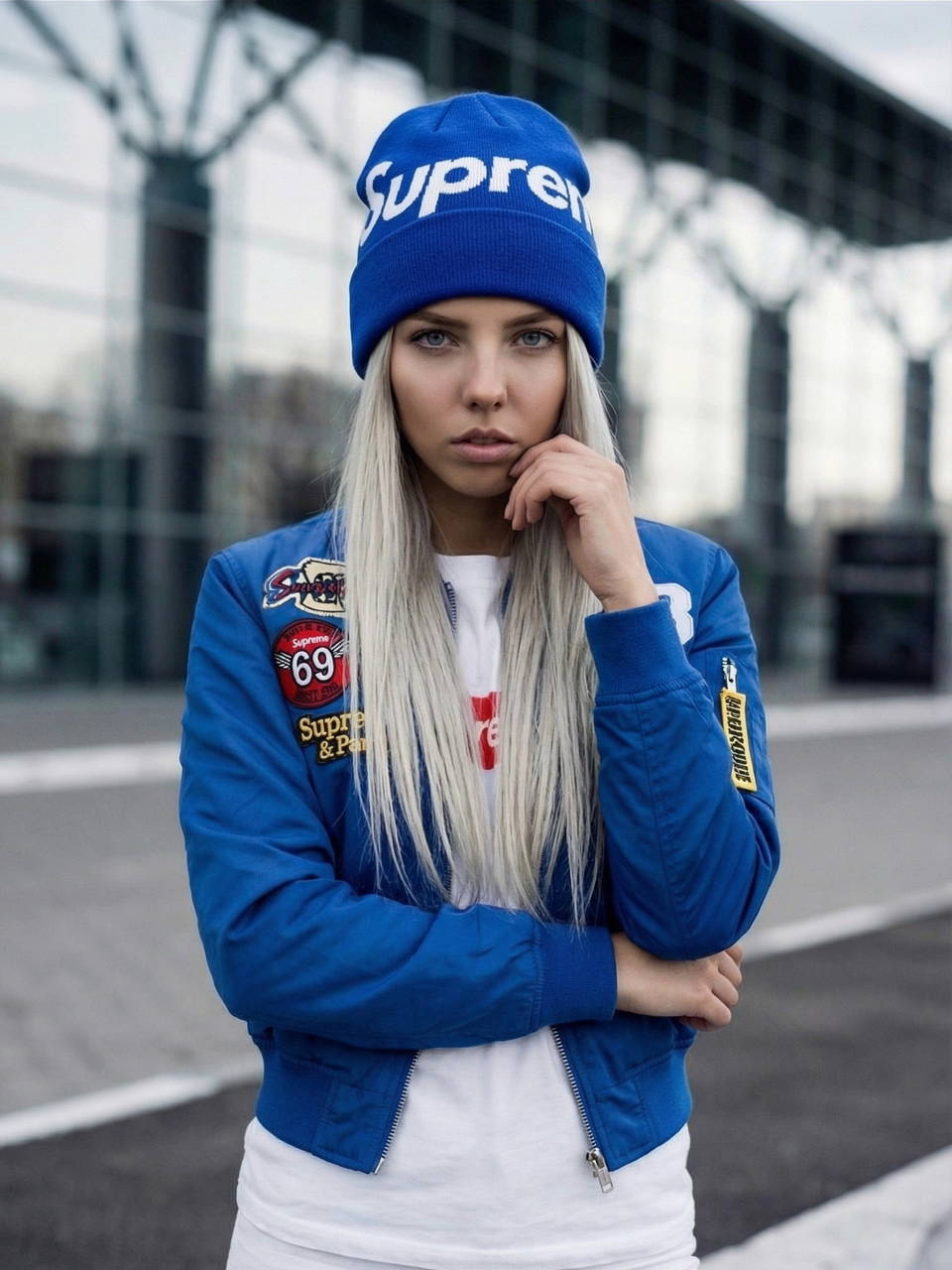 Шапка Supreme New Era синяя