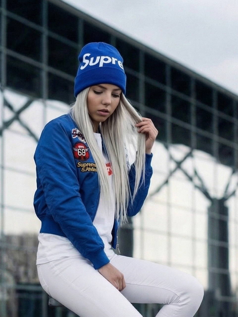 Шапка Supreme New Era синяя