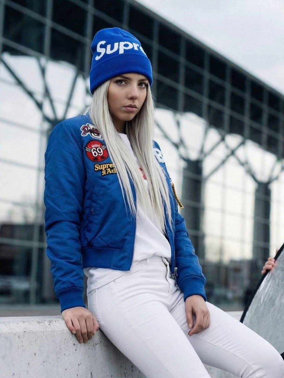 Шапка Supreme New Era синяя