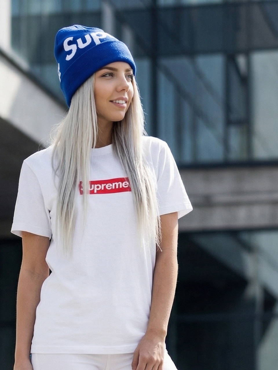 Шапка Supreme New Era синяя