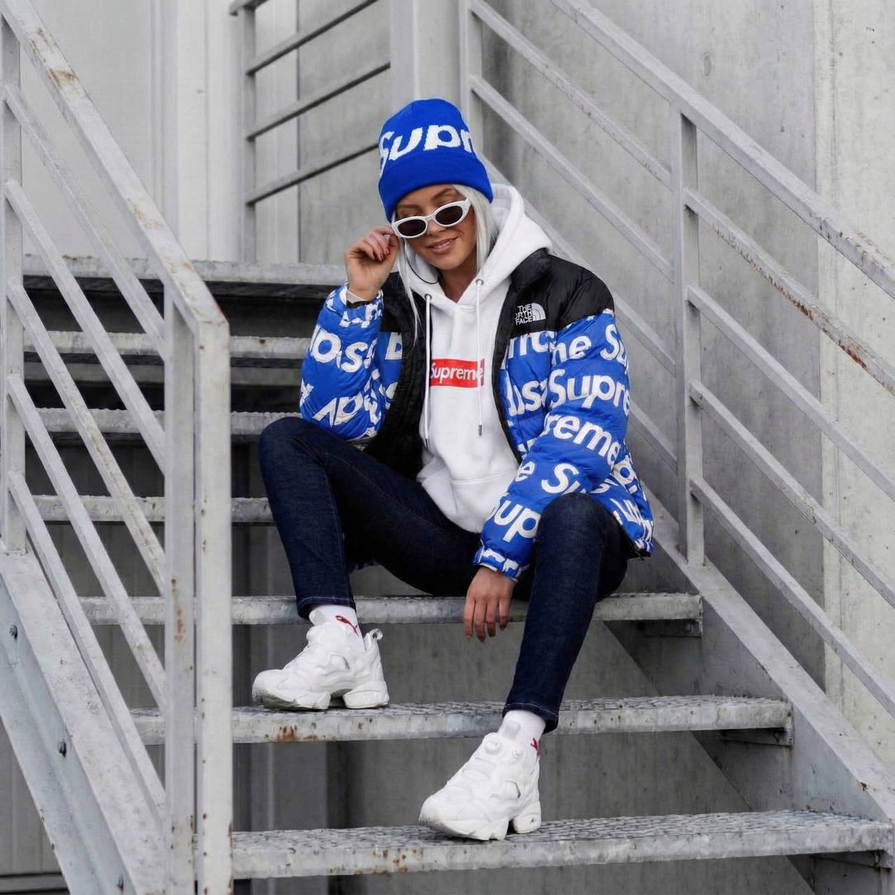 Шапка Supreme New Era синяя