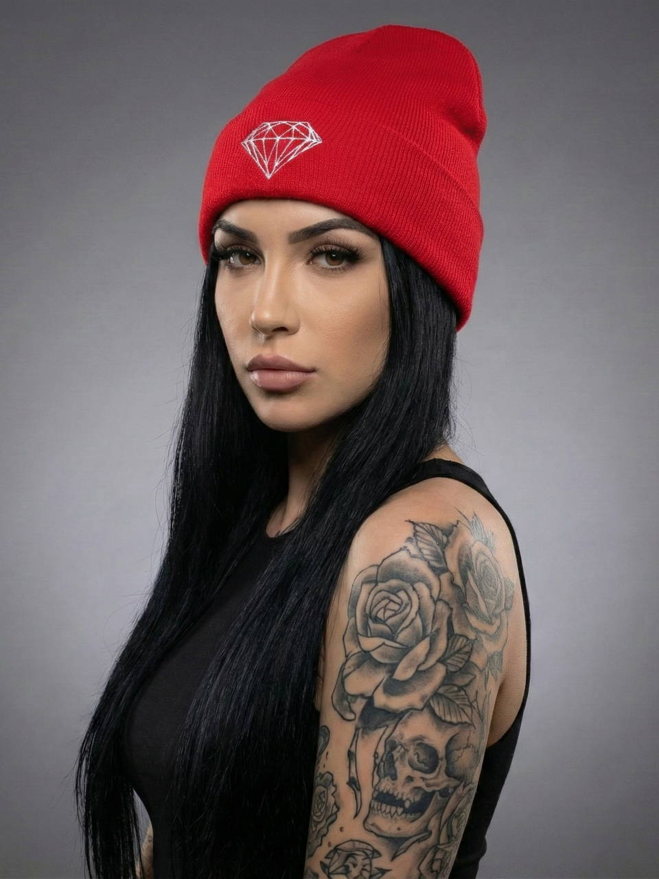 Шапка Diamond Supply Co красная