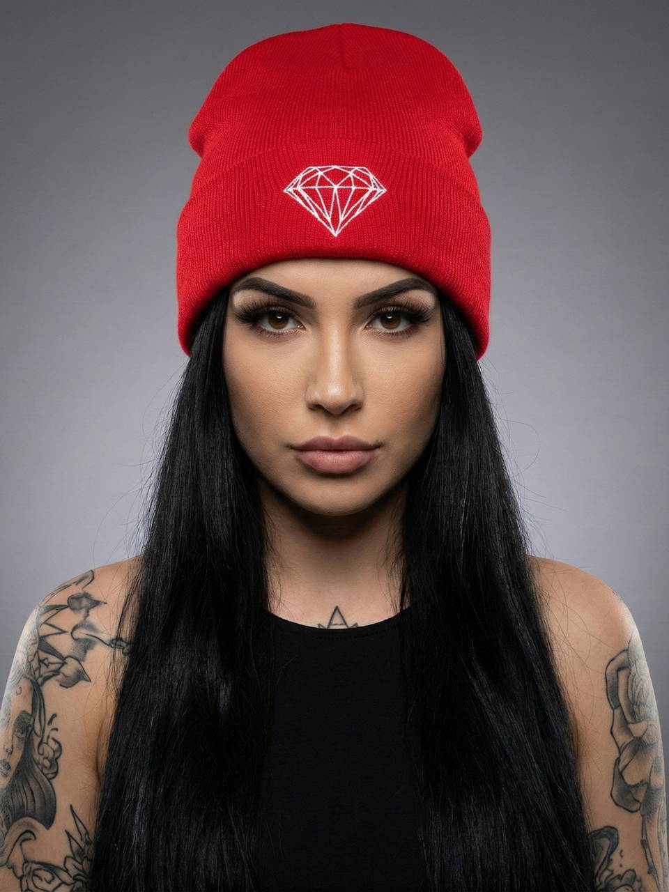 Шапка Diamond Supply Co красная