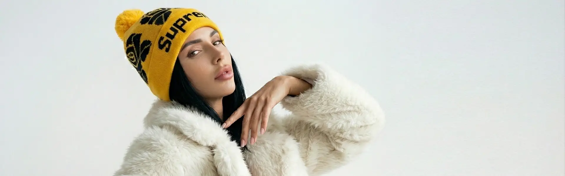 Шапка Supreme Rose Cuffed Pom помаранчева з помпоном