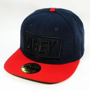Винтажная фирменная кепка бейсболка OBEY Dark blue and red full black logo