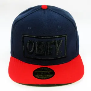 Винтажная фирменная кепка бейсболка OBEY Dark blue and red full black logo